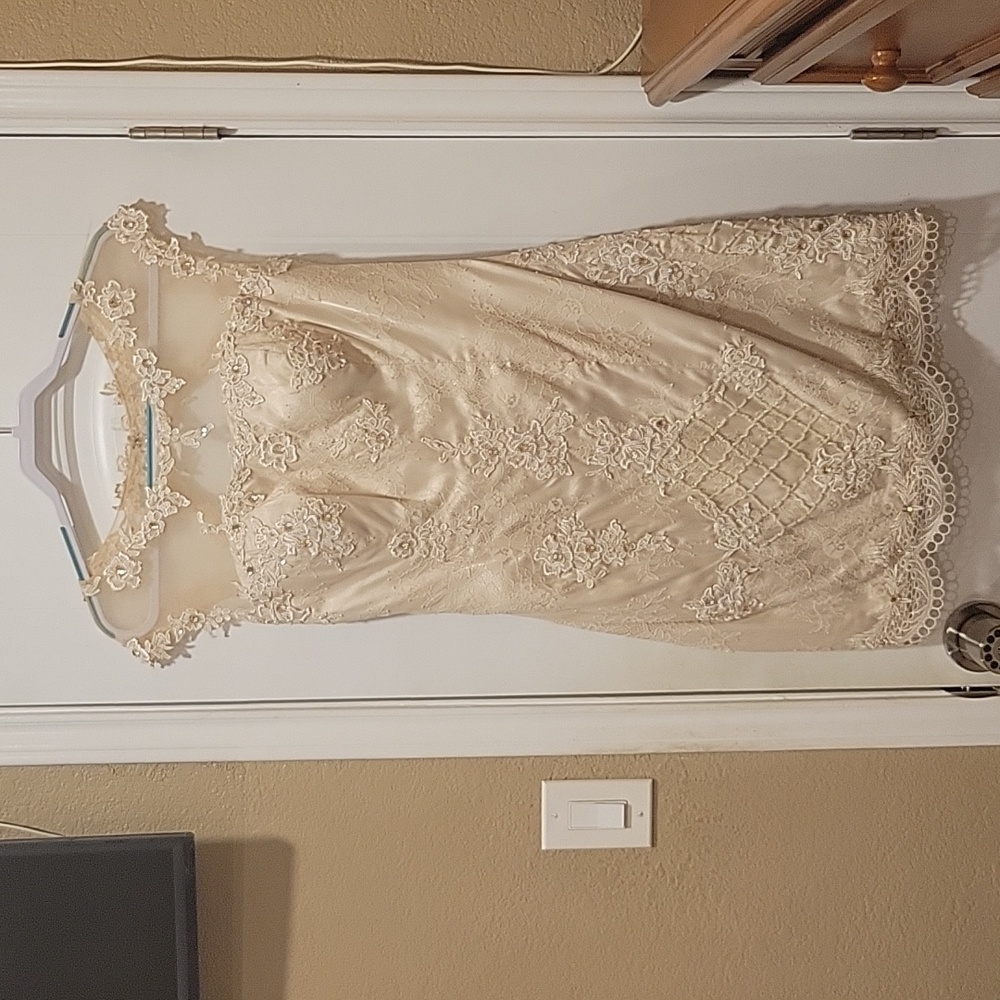 Champagne Cream dress with beatiful Embroidery and beads. Size 10